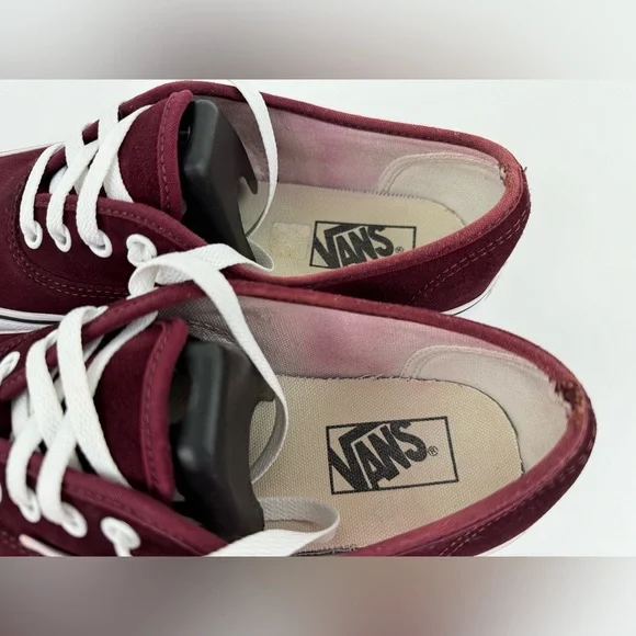Vans Off The Wall Suede Burgundy Sneakers, Unisex Size Men's 8.0 / Women's 9.5 - Picture 14 of 15